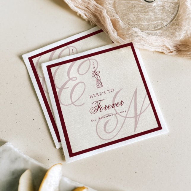 Luxury Old Money Retro Monogram Wedding Napkin (Creator Uploaded)