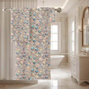 Luxury Opal DIamond Snow Leopard Print Towel Set