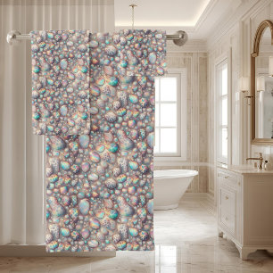 Luxury Opal DIamond Snow Leopard Print Towel Set