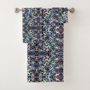 Luxury Opal Leopard Print Pattern Bath Towel Set