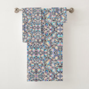 Luxury Opal Leopard Print Pattern Bath Towel Set