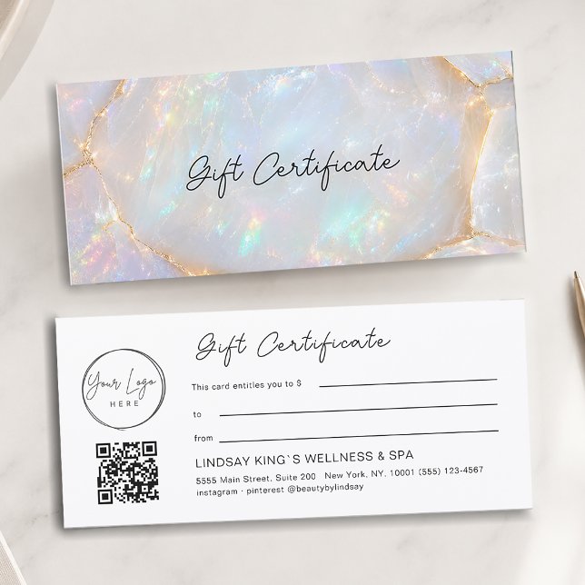Luxury Opal Logo QR Code Gift Card Certificate (Luxury Opal Logo QR Code Gift Card Certificate)