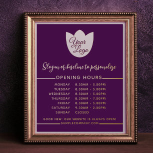 Luxury Opening Hours Personalized Colour Add Log Foil Prints