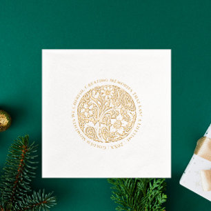 Luxury Opulent Gold And White Art Deco Floral Foil Napkins