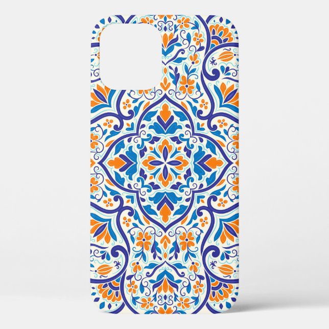 Luxury Orange Blue Ornament Pattern Case-Mate iPhone Case (Back)