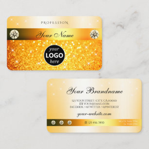Luxury Orange Glitter Sparkling Stars with Logo Business Card