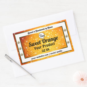 Luxury Orange Sparkle Glitter Product Labels Logo