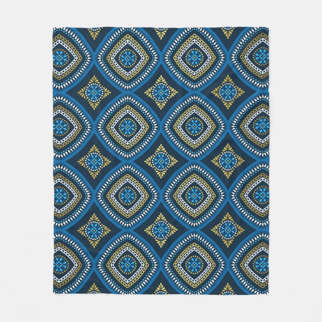 Luxury oriental seamless pattern fleece blanket (Front)