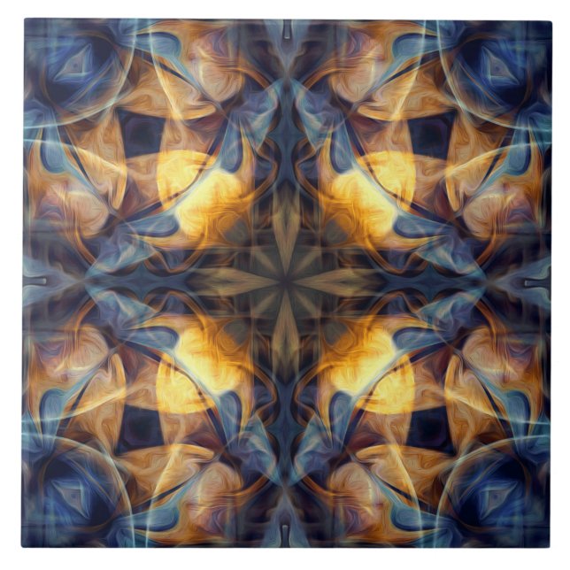 Luxury, ornamental colourful pattern, navy blue tile (Front)