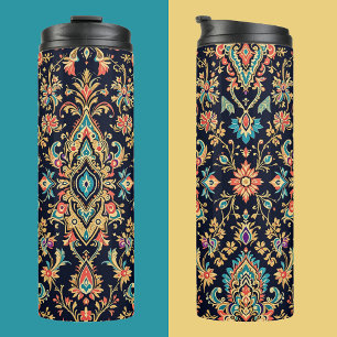 Luxury Ornate Damask Pattern with Floral Motifs Thermal Tumbler