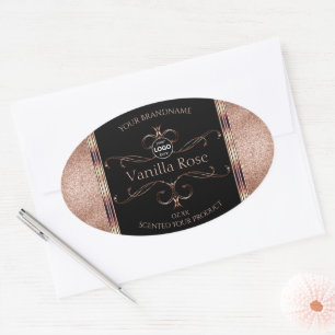 Luxury Ornate Rosegold Black Product Labels Logo
