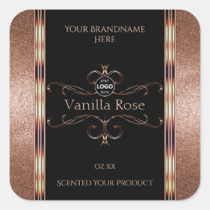 Luxury Ornate Rosegold Black Product Labels Logo