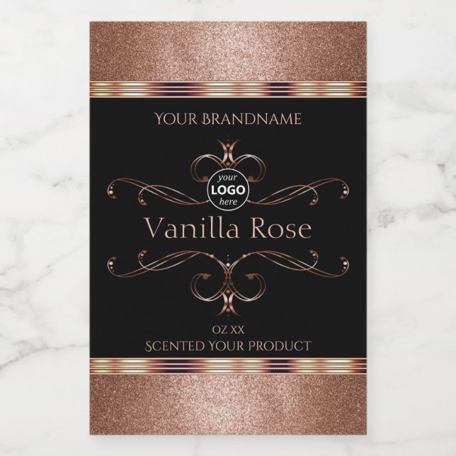 Luxury Ornate Rosegold Black Product Labels Logo (Single Label)