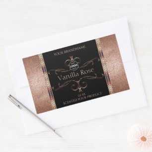 Luxury Ornate Rosegold Black Product Labels Logo