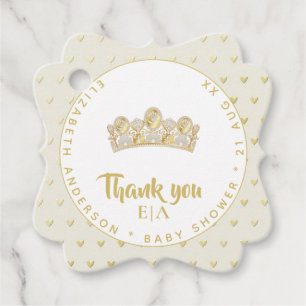 Luxury Our Little Princess Prince Crown Thank You Favour Tags