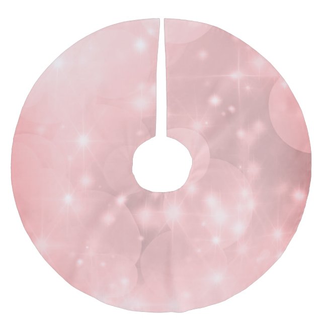 Luxury Pale Pink Sparkly Christmas Brushed Polyester Tree Skirt (Front)