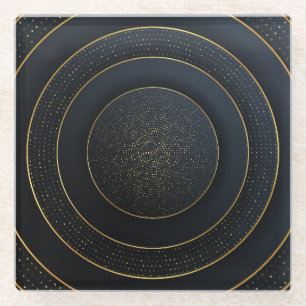 Luxury Paper Cut: Golden Gradient. Glass Coaster