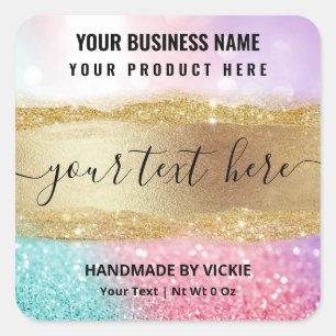 Luxury Pastel Glitter Cotton Candy Product Labels