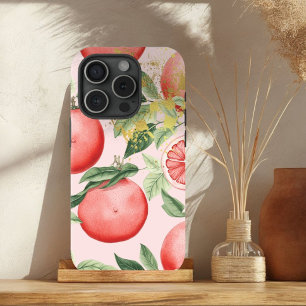 Luxury Pastel Pink and Gold Grapefruit Trellis iPhone 15 Case
