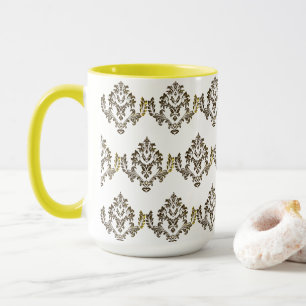 Luxury Pattern Stylish Coffee Tea Mug / Cup Yellow