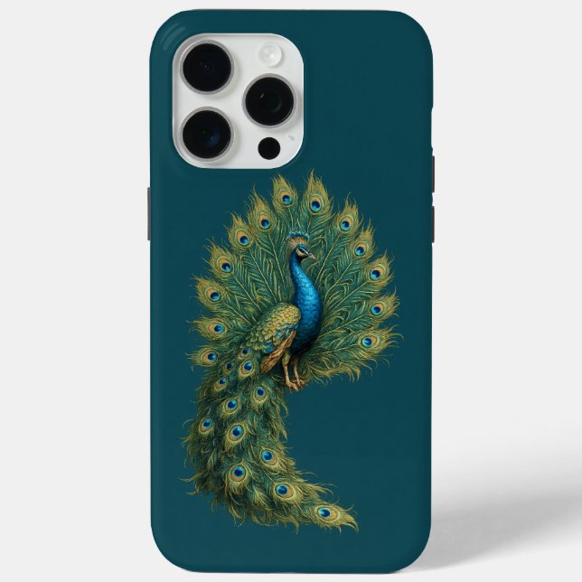 Luxury Peacock Art Case for iPhone 15 Pro Max (Back)