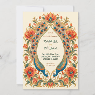 Luxury Peacock Art Nouveau Foil Wedding Invitation