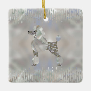 Luxury Pearl and Abalone Poodle Ceramic Ornament
