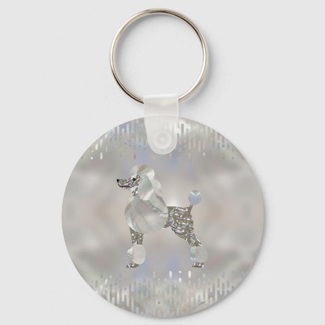 Luxury Pearl and Abalone Poodle Keychain (Front)