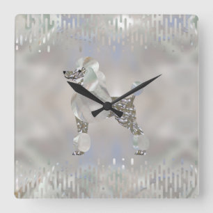 Luxury Pearl and Abalone Poodle Square Wall Clock