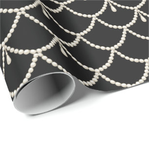 Luxury Pearl Garland Pattern Elegant Ivory Pearl Wrapping Paper