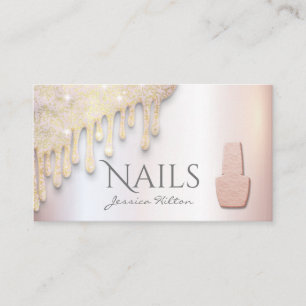 Luxury pearl Gold patina drips Nail salon Business Card