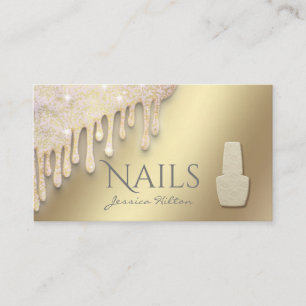 Luxury pearl Gold patina drips Nail salon Business Card