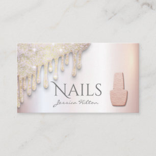 Luxury pearl Gold patina drips Nail salon Business Card