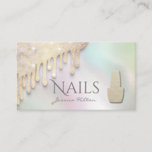 Luxury pearl Gold patina drips Nail salon Business Card
