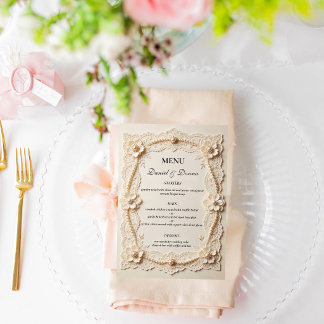 Luxury Pearl Lace Elegant Wedding Menu