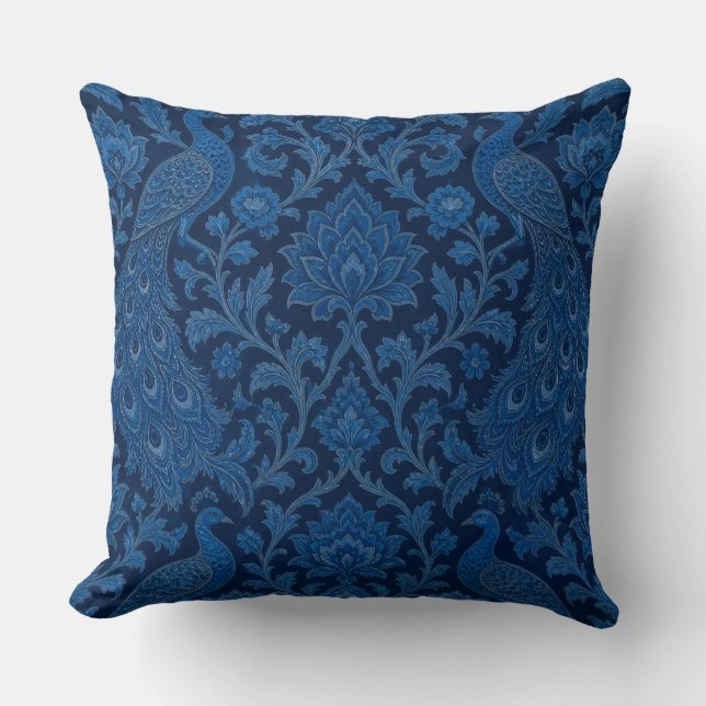 Luxury Persian deep Peacock Blue Pattern  Throw Pillow (Front)