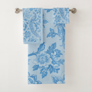 Luxury Persian Pale Peacock Blue Pattern  Bath Towel Set