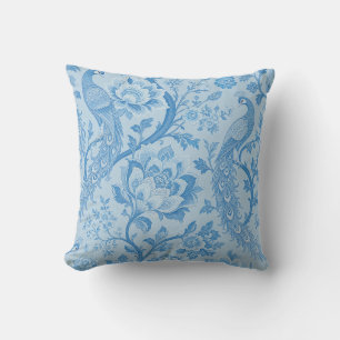 Luxury Persian Pale Peacock Blue Pattern Throw Pillow