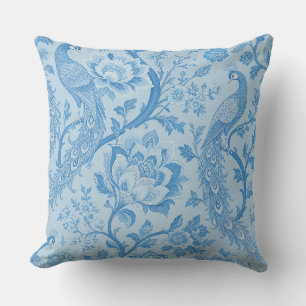 Luxury Persian Pale Peacock Blue Pattern  Throw Pillow