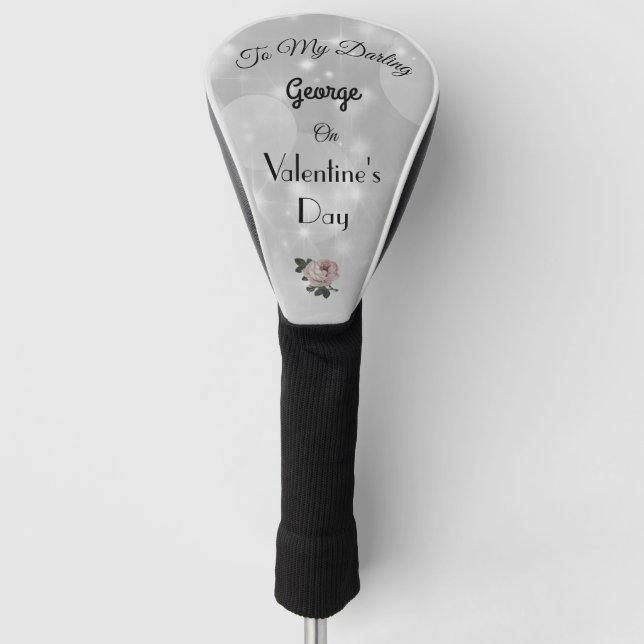 Luxury personalised Valentine's Day Golf Head Cover (Front)