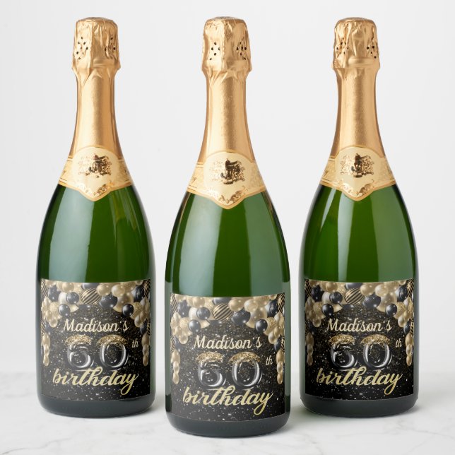 Luxury Personalized 60th Birthday Sparkling Wine Label (Bottles)