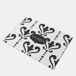 Luxury Personalized Black and White Doormat