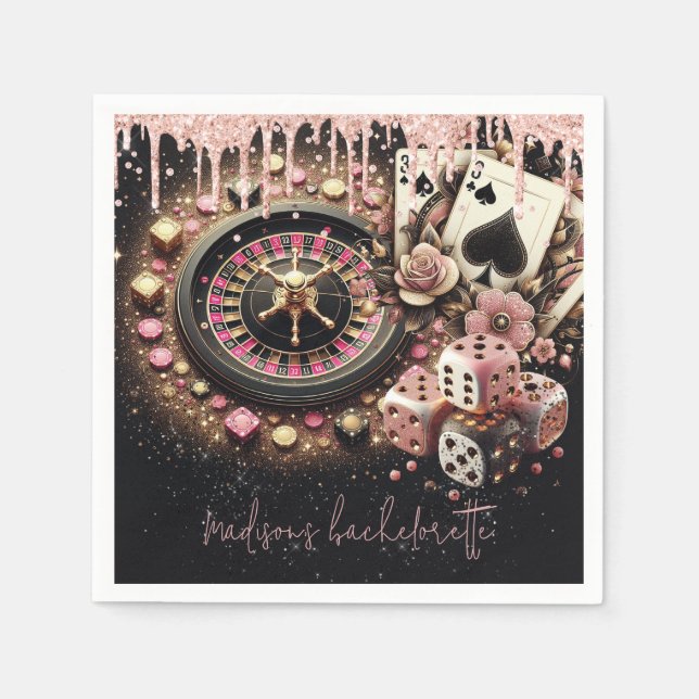 Luxury Personalized Casino Bachelorette Napkin (Front)