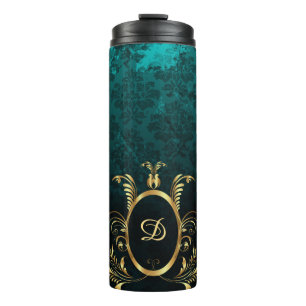 Luxury Personalized Damask gold Frame Thermal Tumbler