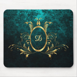 Luxury Personalized Damask Turquoise Mouse Pad
