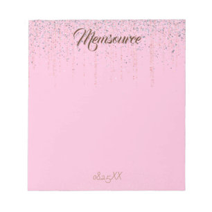 Luxury Personalized Gift Silver Gold Chic Pink Notepad