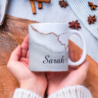 Luxury Personalized Grey Gold Abstract Marble Mug