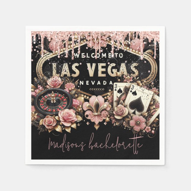 Luxury Personalized Las Vegas Bachelorette Napkin (Front)