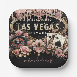 Luxury Personalized Las Vegas Bachelorette Paper Plate