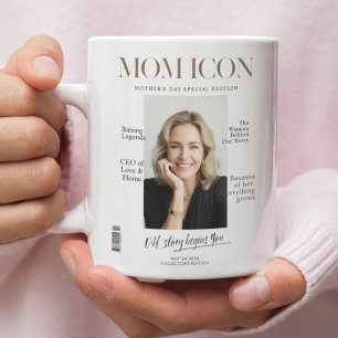 Luxury Personalized Mom Magazine Cover Two-Tone Coffee Mug